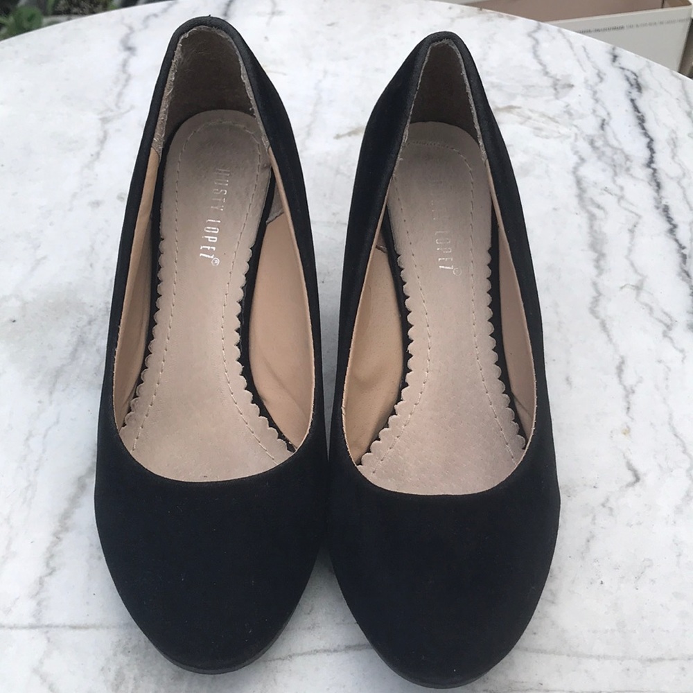 SUEDE Black Wedges